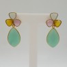 Vergulde oorbellen met gele witte en aqua Chalcedoon