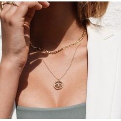 Vergulde ketting met evil eye hanger met Zirkonia