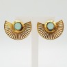 Vergulde waairer oorbellen met aqua Chalcedoon