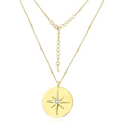 Vergulde ketting met Noordster hanger gezet met Zirkonia