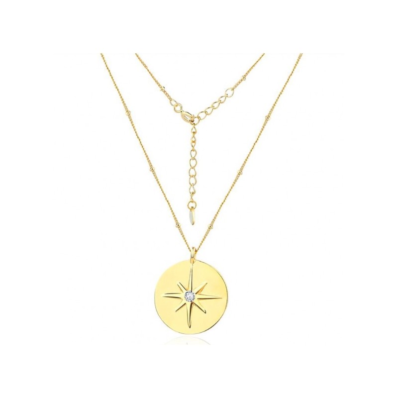 Vergulde ketting met Noordster hanger gezet met Zirkonia