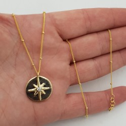Vergulde ketting met Noordster hanger gezet met Zirkonia