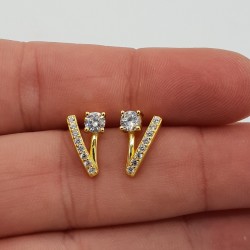 Vergulde oorknoppen gezet met Zirkonia