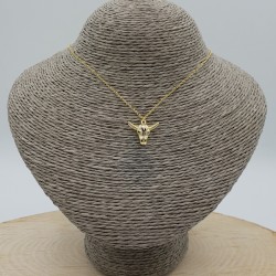Vergulde ketting met stieren schedel hangertje