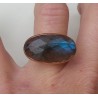 Vergulde ring met dwarsliggende ovale facet Labradoriet 17.3 mm
