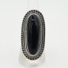 Zilveren ring gezet met ovale zwarte Onyx