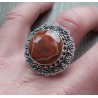 Zilveren ring ronde facet Botswana bewerkte kop en band 16.5 mm