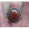 Zilveren ring ronde facet Botswana bewerkte kop en band 16.5 mm