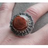 Zilveren ring ronde facet Botswana bewerkte kop en band 16.5 mm