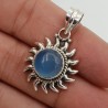 Zilveren hanger zon gezet met blauw Chalcedoon