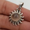 Zilveren hanger zon gezet met Rozenkwarts