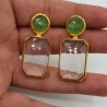 Vergulde oorbellen met Kristal en groene Chalcedoon