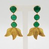 Vergulde oorbellen met groene Onyx