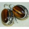 Zilveren edelsteen oorbellen met Tijgeroog vintage setting