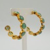 Vergulde creolen met aqua Chalcedoon