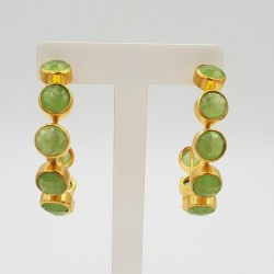 Vergulde creolen met groene Chalcedoon