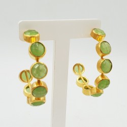 Vergulde creolen met groene Chalcedoon