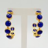Vergulde creolen met kobalt blauw Chalcedoon