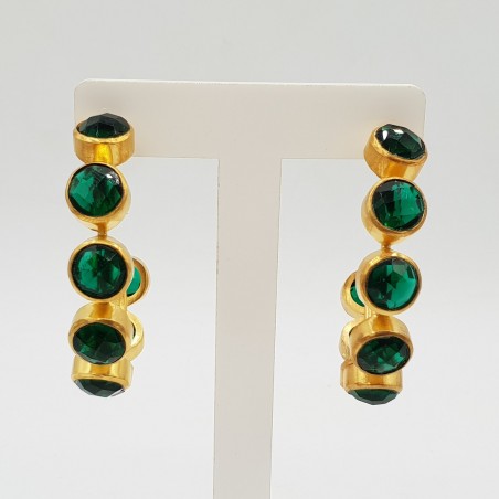 Vergulde creolen met Emerald groene quartz