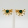 Vergulde sunset oorbellen met ruwe groene Agaat