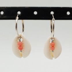 925 Sterling creolen Cowrie en Koraal