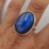 Zilveren ring gezet met brede ovale Labradoriet 19 mm