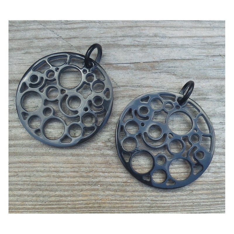 Hanger set zwarte Buffelhoorn 003