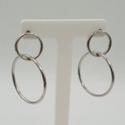 925 Sterling zilveren dubbele ring oorbellen