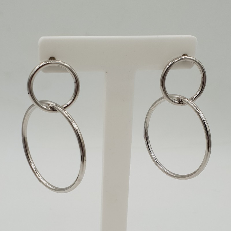 925 Sterling zilveren dubbele ring oorbellen
