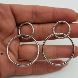 925 Sterling zilveren dubbele ring oorbellen