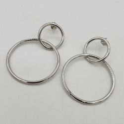 925 Sterling zilveren dubbele ring oorbellen