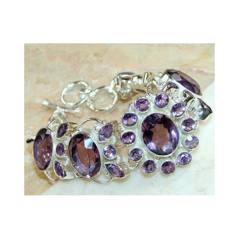 Zilveren edelsteen armband met Amethisten