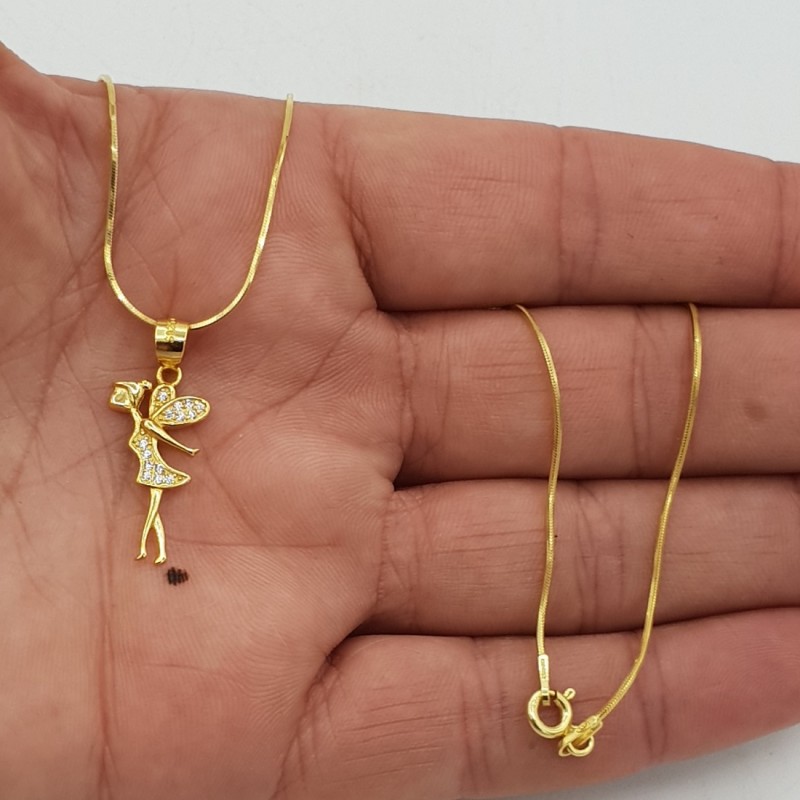Vergulde ketting met elf hanger gezet met Zirkonia