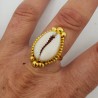 Vergulde ring gezet met Cowrie schelp
