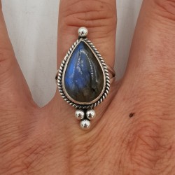 925 Sterling zilveren ring gezet met Labradoriet 16.5 mm