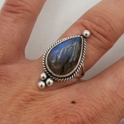 925 Sterling zilveren ring gezet met Labradoriet 16.5 mm