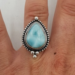 925 Sterling zilveren ring met Larimar 16.5 mm