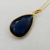 Vergulde ketting met Ioliet blauwe quartz hanger