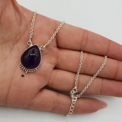 925 Sterling zilveren ketting met druppelvormige Amethist hanger