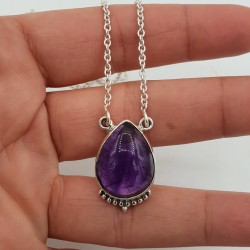 925 Sterling zilveren ketting met druppelvormige Amethist hanger