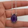 925 Sterling zilveren ketting met druppelvormige Amethist hanger