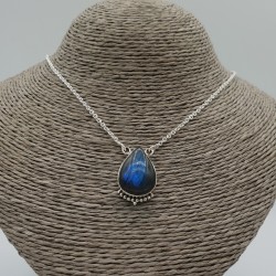 925 Sterling zilveren ketting met druppelvormige Labradoriet hanger
