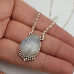 925 Sterling zilveren ketting met druppelvormige Maansteen hanger