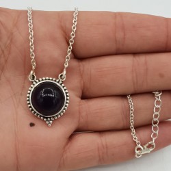 925 Sterling zilveren ketting met ronde Amethist hanger