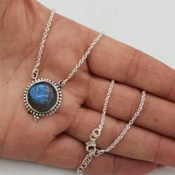 925 Sterling zilveren ketting met ronde Labradoriet hanger