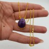 Vergulde ketting met druppelvormige Amethist hanger