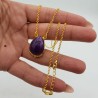 Vergulde ketting met druppelvormige Amethist hanger