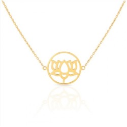 Vergulde choker ketting met lotus hanger