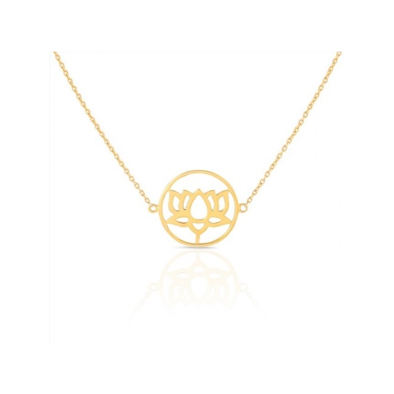 Vergulde choker ketting met lotus hanger