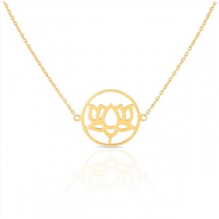 Vergulde choker ketting met lotus hanger